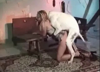 Dog and a skinny blondie